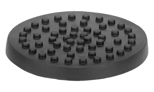 Black textured round object on a white background