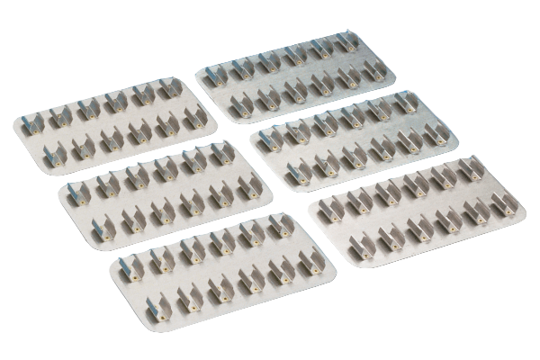 Set of metal tool bits on white background