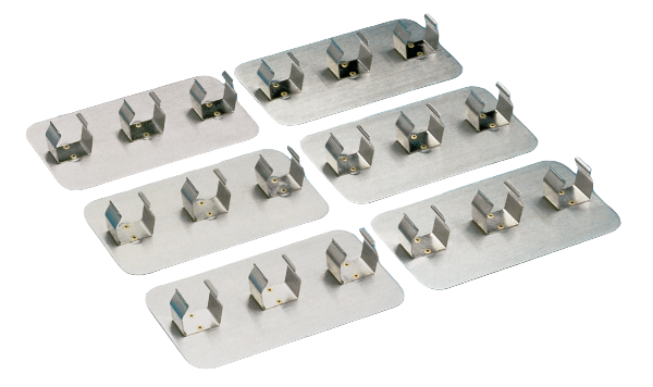 Set of metal connectors on a white background