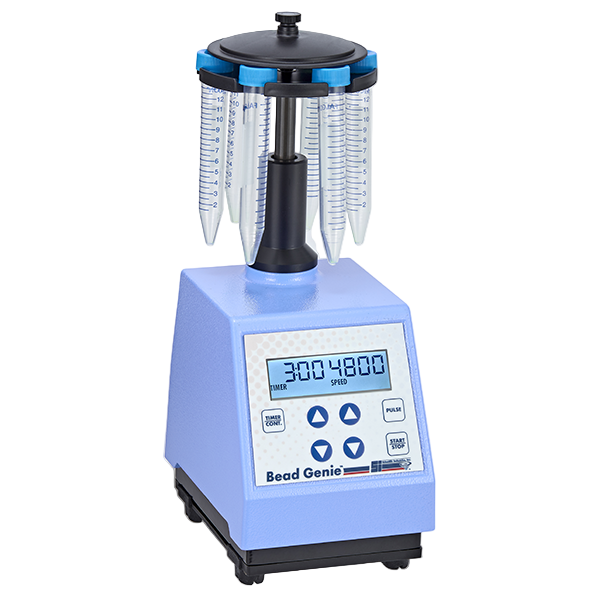 Bead Genie laboratory equipment with digital display on a white background