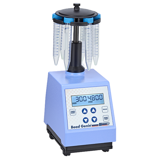 Bead Genie laboratory equipment with digital display on a white background