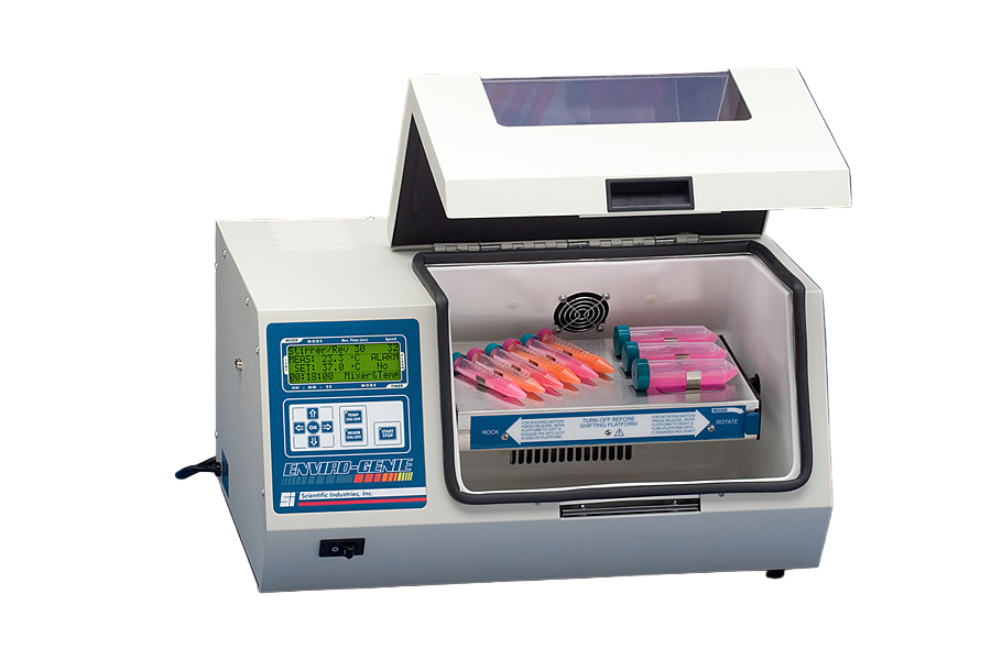 Laboratory equipment with samples on a blue background