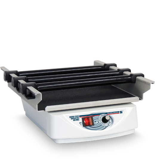 Grill sandwich maker with black heating plates on a white background