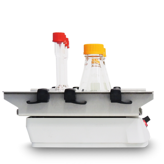 Benchtop pH/ORP meter with two glass electrodes on a white background