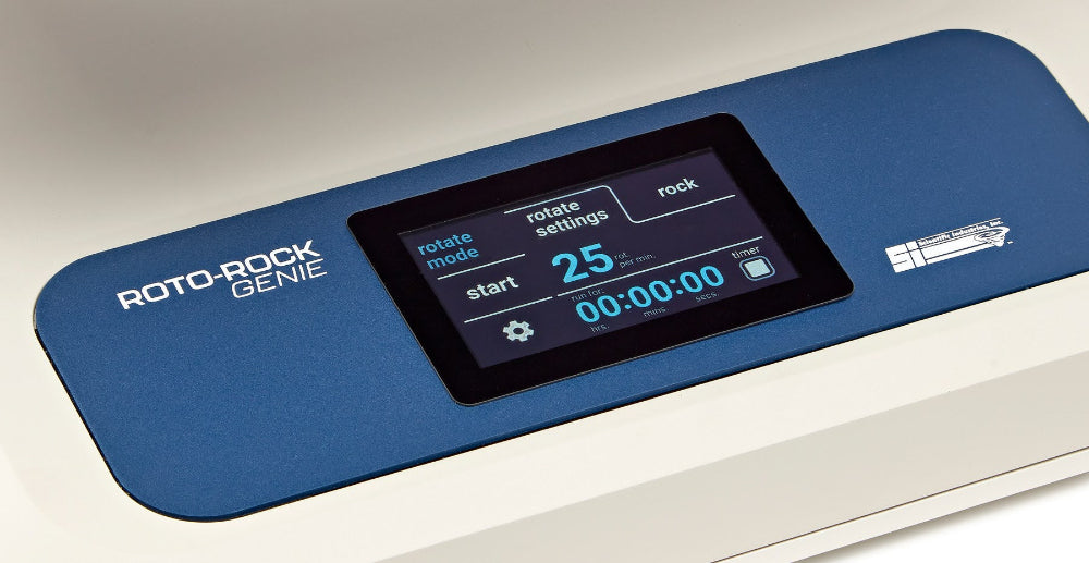 Roto-Rock Genie device with digital display on a white background